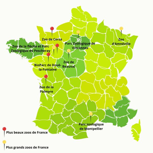 carte des zoos de France