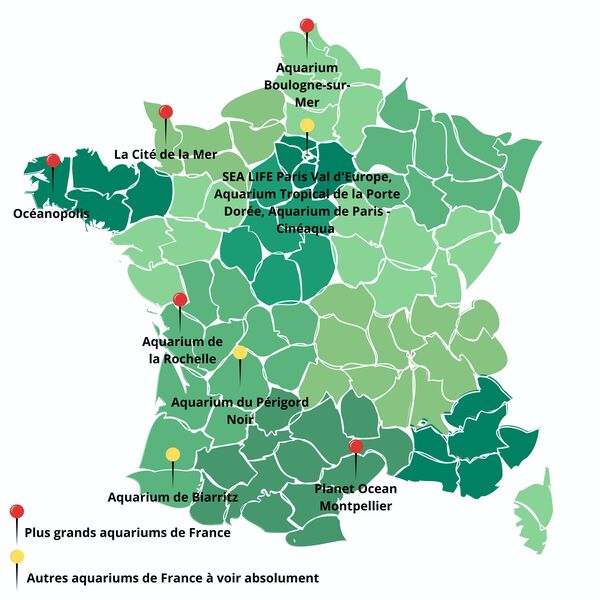 carte des aquariums de France